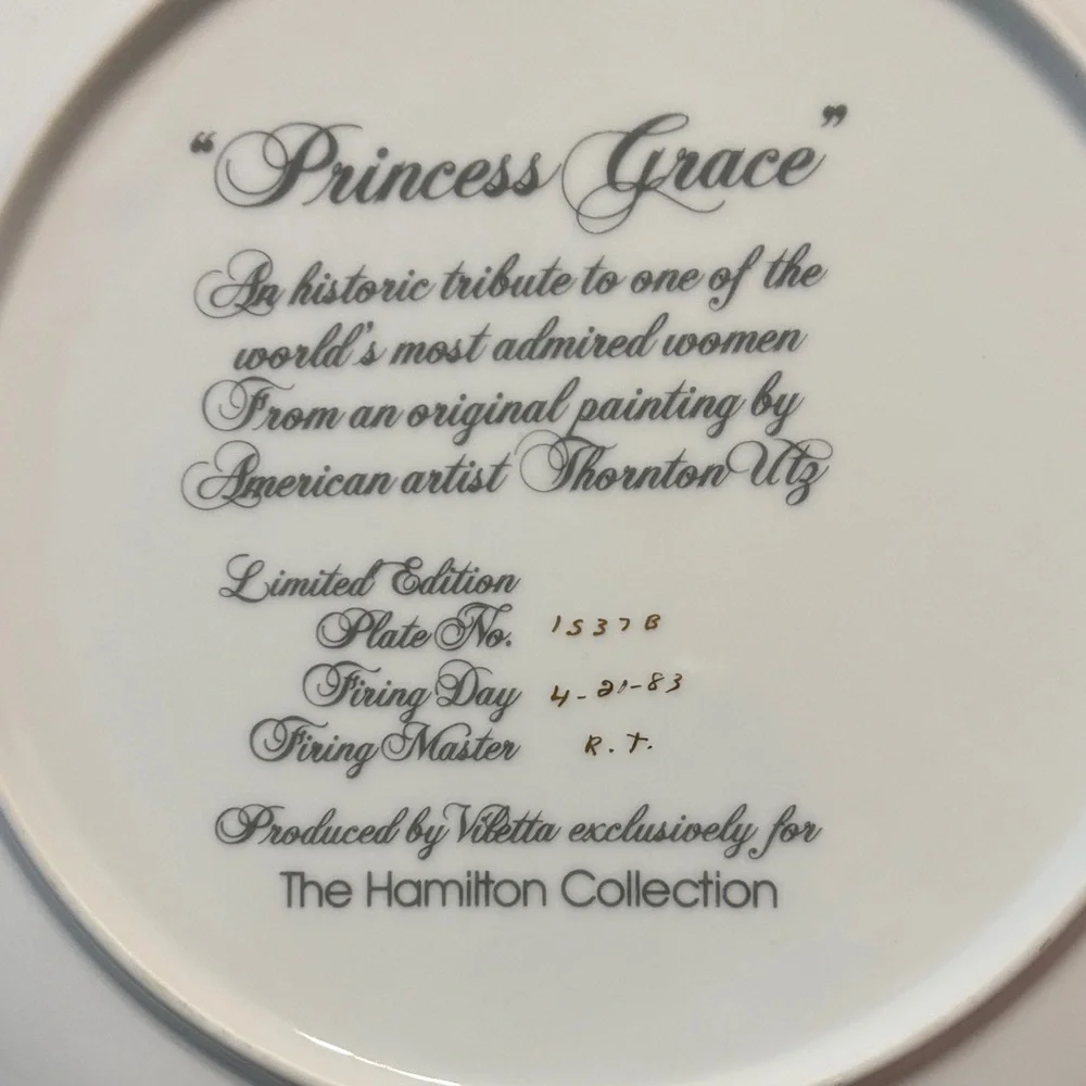 Vintage Princess Grace of Monaco Decorative Plate Portrait